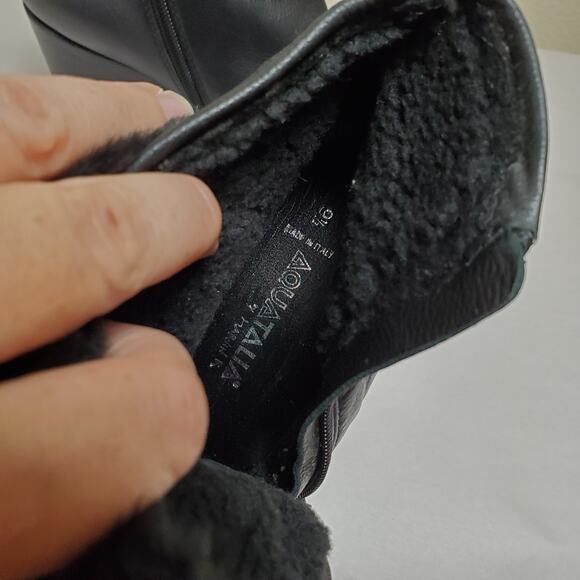 NEW AQUATALIA 3” Black Leather Cameron Insulated Wedge Boots - Picture 3 of 14
